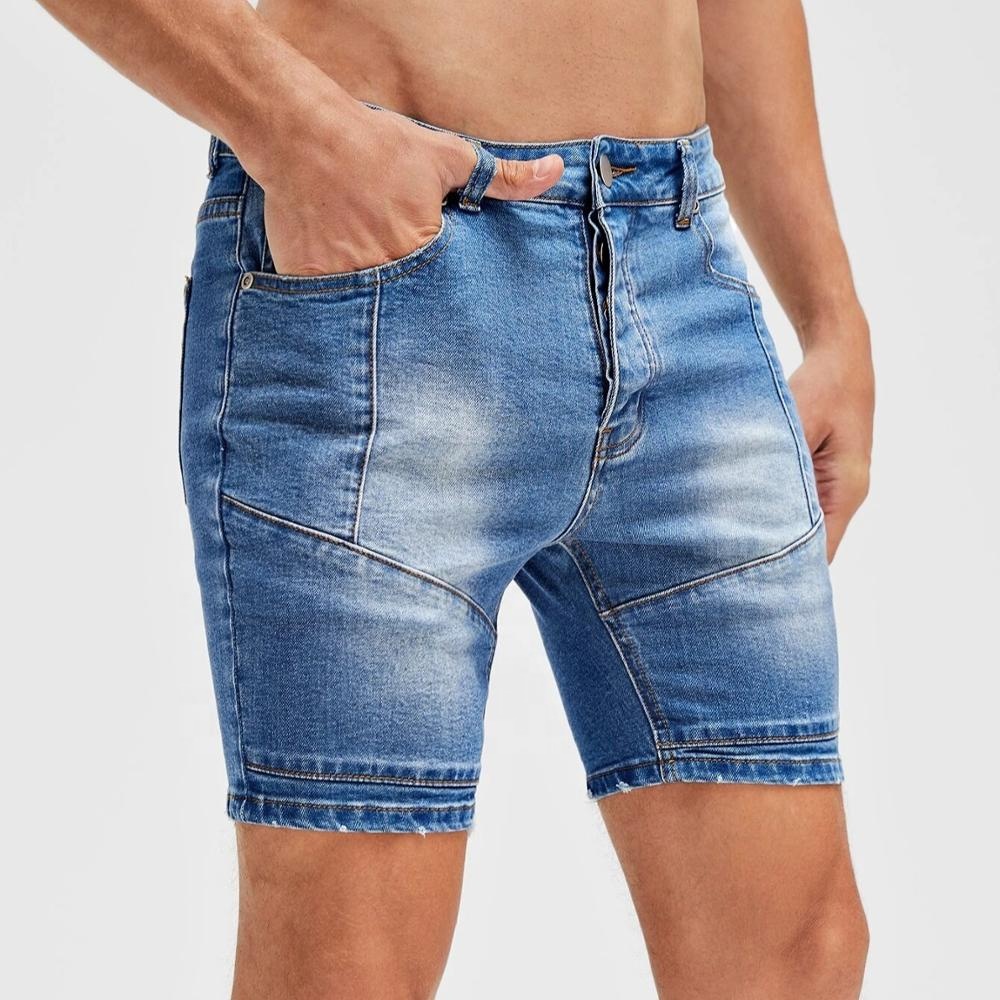 2020 denim shorts men trendy biker low waist washed shorts denim shorts