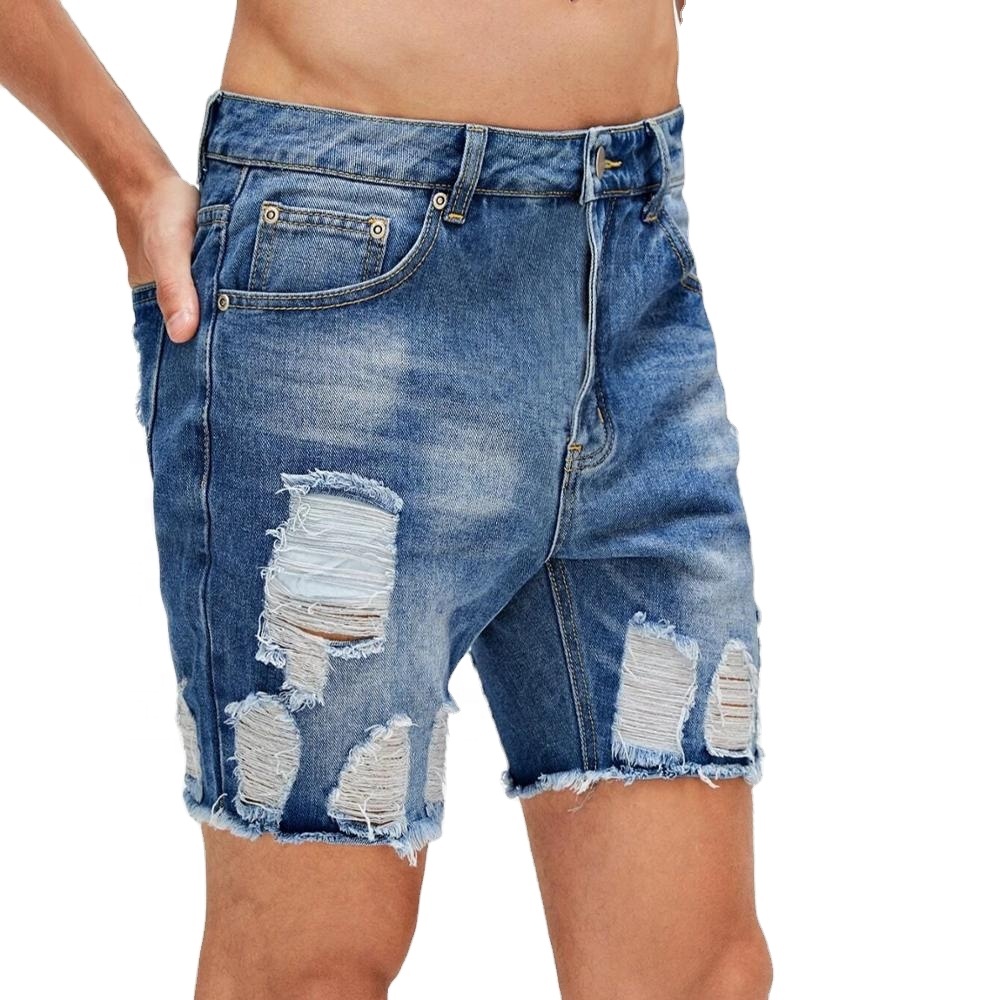 hot sale boys denim shorts destroyed jeans shorts men denim