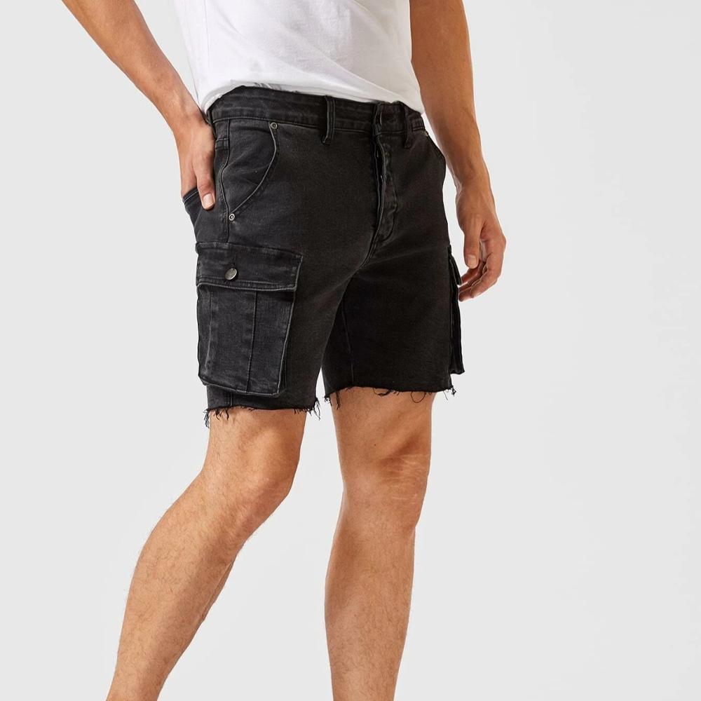 factory supplier good price Men's denim shorts multi pockets tight denim shorts for men