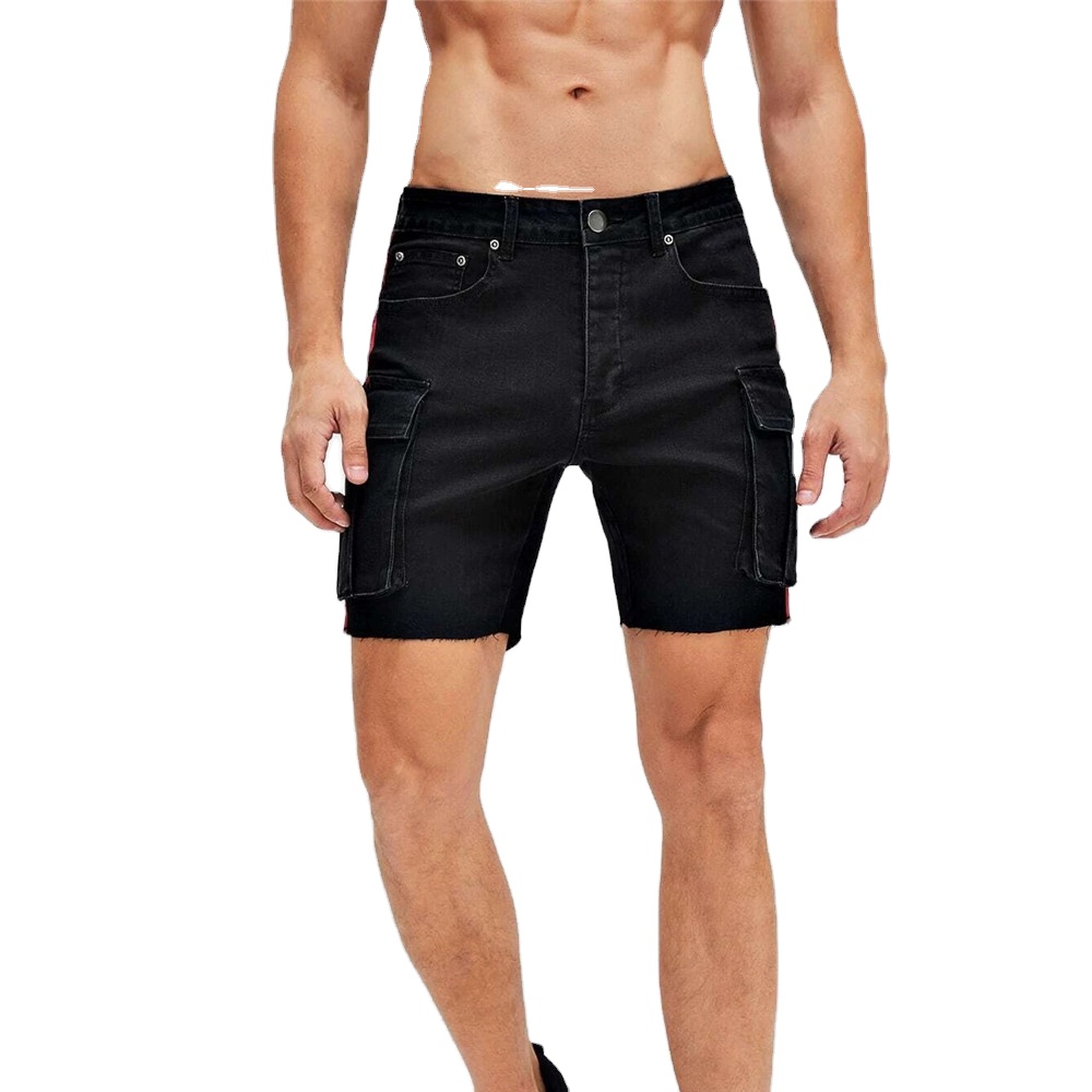 2020 Hot sale Multi-pocket knee length short loose five-pointmen's summer motorcycle denim shorts