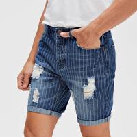 High-quality Wholesale Summer Fashion Denim Men's Shorts Straight Blue Casual Men Jean Shorts