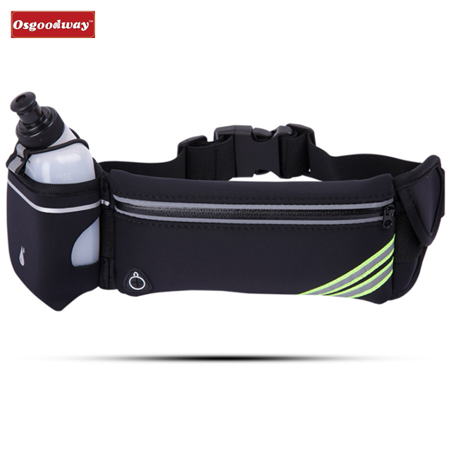 Osgoodway Waterproof Fitness Belt Lightweight Waistpack Bumbag Fanny Pack Bum Bags w Water Bottle Holder for Running
