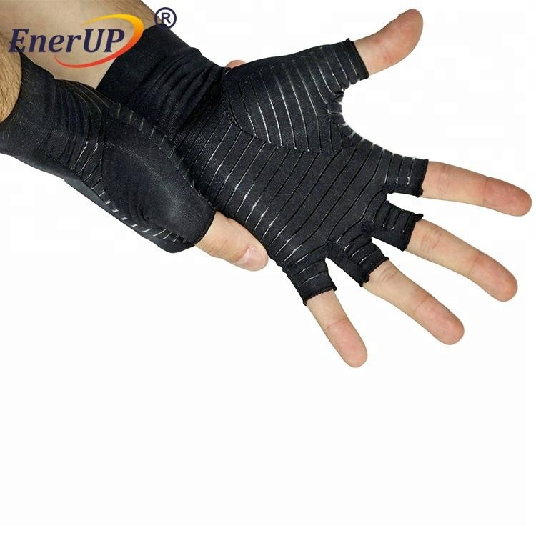 Arthritis Black Copper Hands Compression half finger Gloves