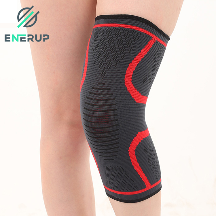 Enerup Nylon Knitted Compression Orthosis Elbow & Knee Pain Relief Sleeve Custom Pads Support Brace for Running