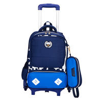 2 round pull rod school bags with trolley for Primary school student
