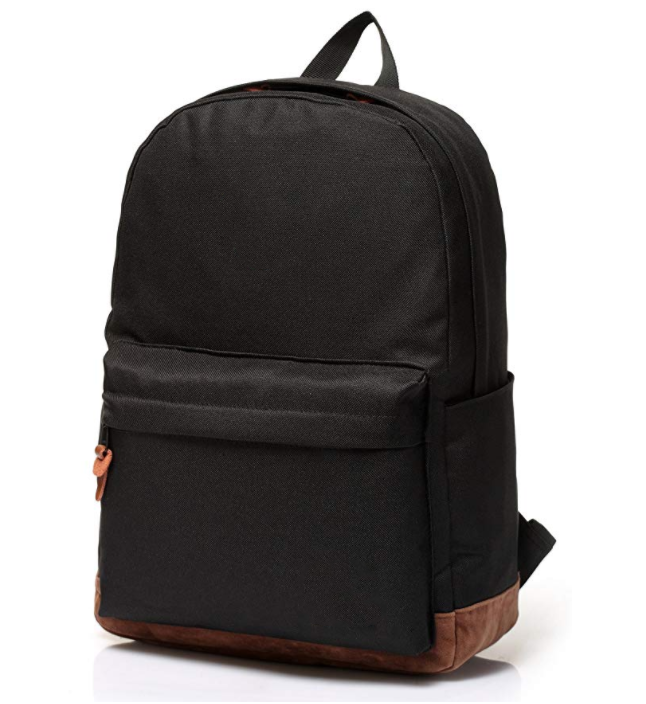 Classic Lightweight Water-resistant Backpack for Men Women College Schoolbag Travel Bookbag Black