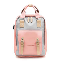 Customized Korea style leisure travel backpack with USB portunisex students school backpack