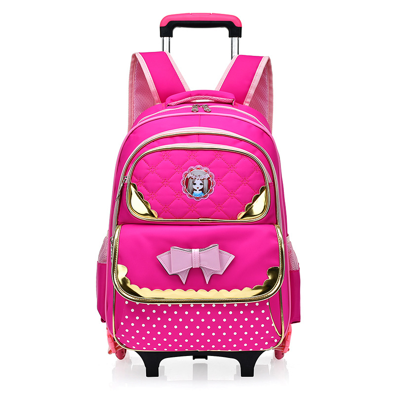 Girls Rolling Backpacks Students School Wheeled Trolley Backpack