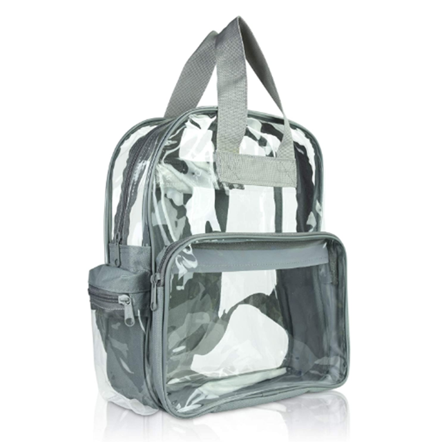 CustomizedClear Backpack Bags Smooth PVC Fashion school travelbackpackhandbag with Light Gray
