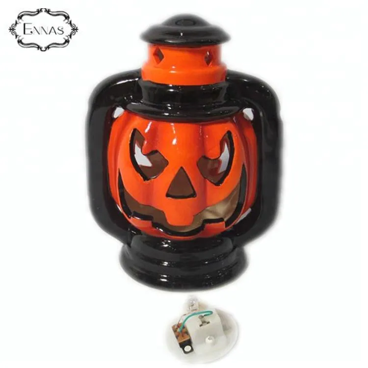 Halloween Black Ceramic Pumpkins Decorative Light Candle Lantern