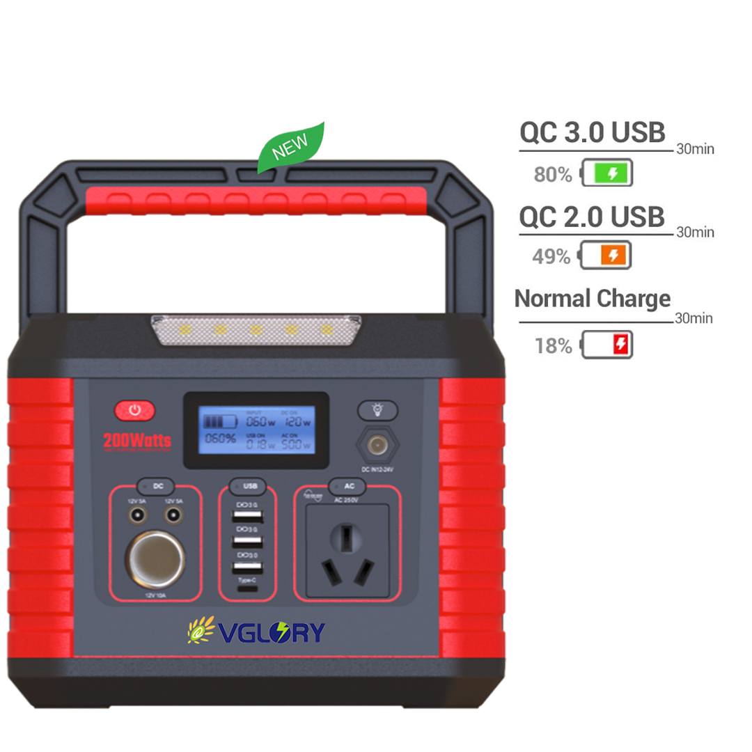Ac High Capacity Emergency Camping Mobile Charger Station 300w Bulk Lithium Battery Power Supply