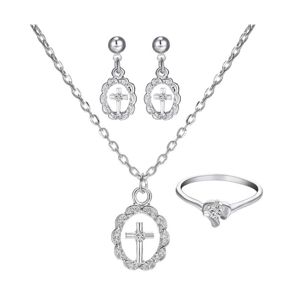 Virgin Mary cross design wholesale brass necklace jewelry set
