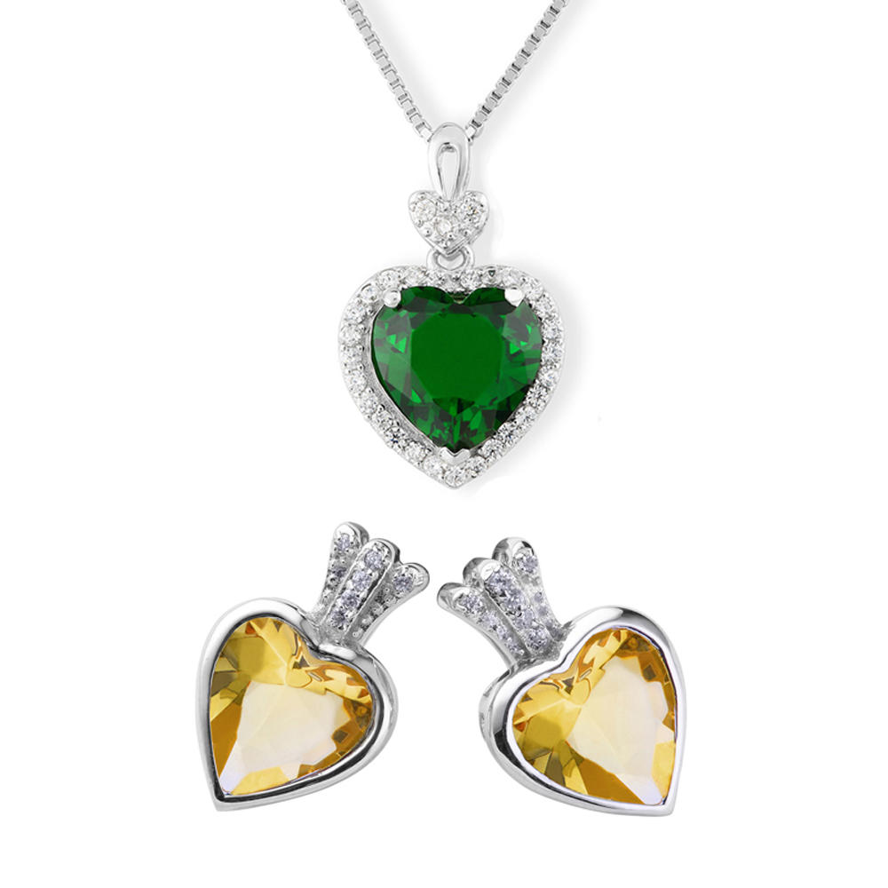 Beauty silver fashion heart stone bridal jewelry sets
