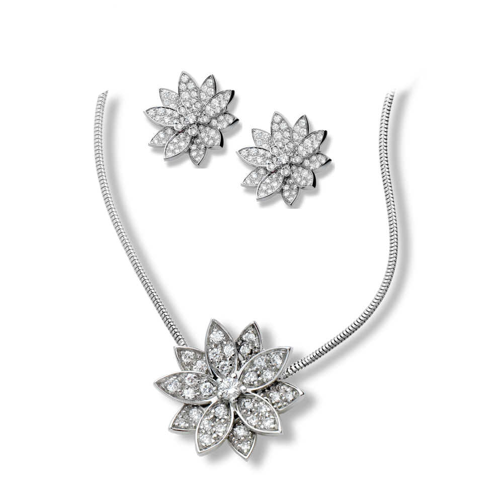 Wholesale brilliant flower cz silver wedding jewelry sets