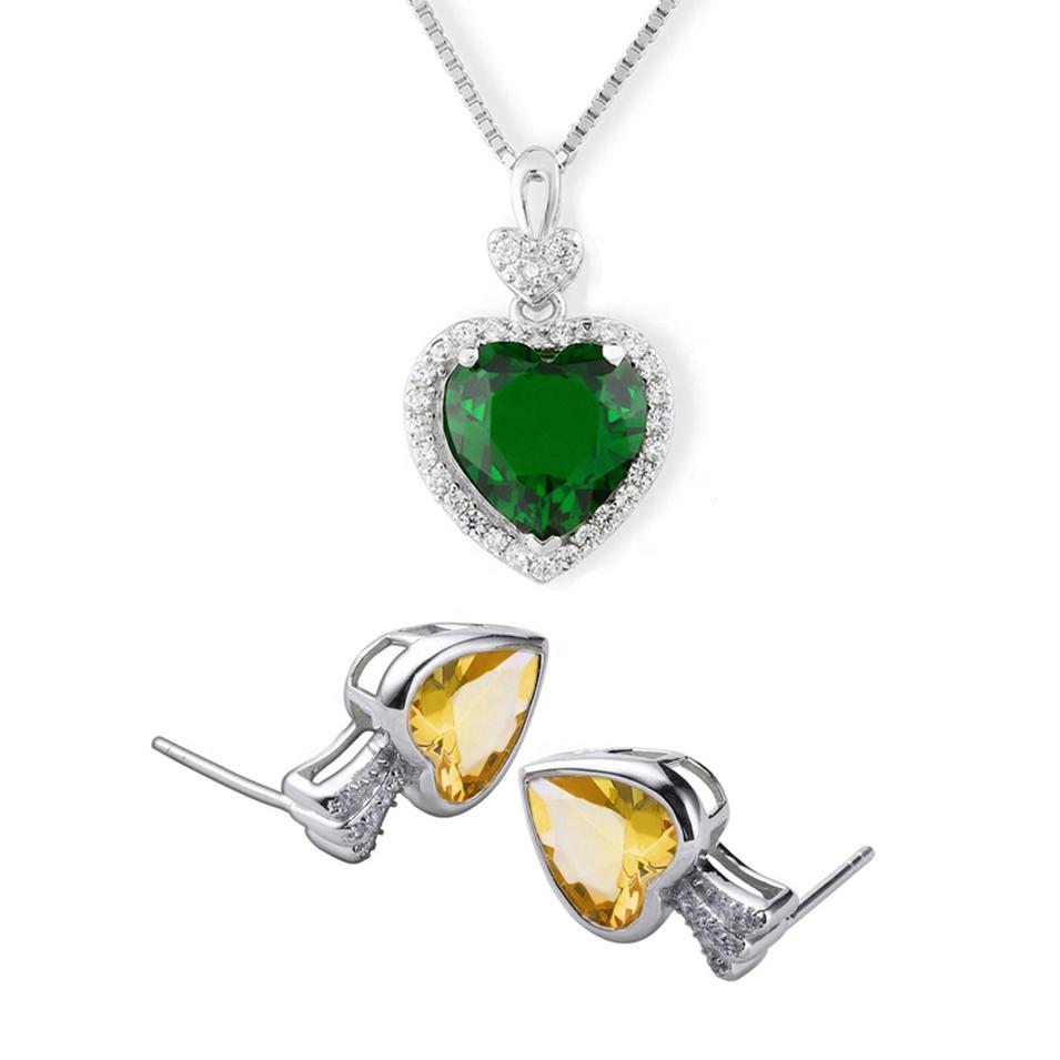 Fashion Heart Shape 925 Silver Pendant Rhinestone Wedding Jewelry