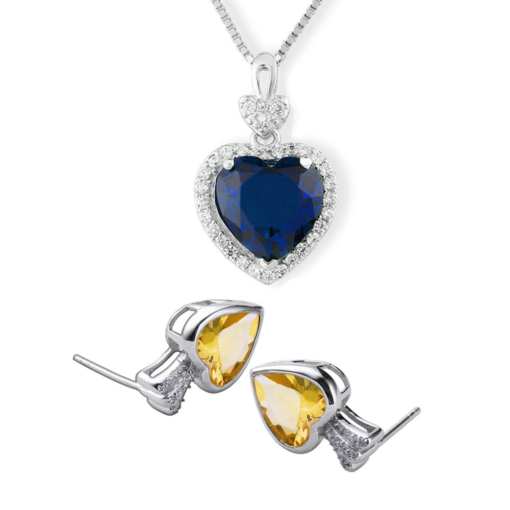 product-Beauty silver fashion heart stone bridal jewelry sets-BEYALY-img-3