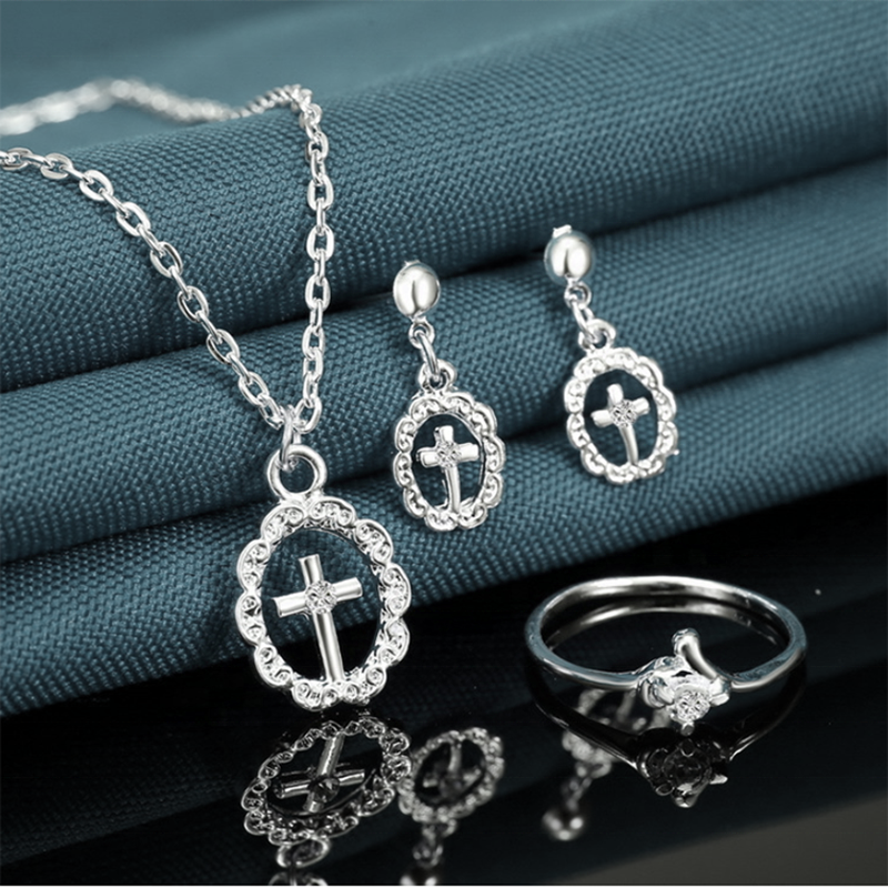 product-BEYALY-Christian Cross Design Wholesale Titanium Jewelry Set 2020-img-2