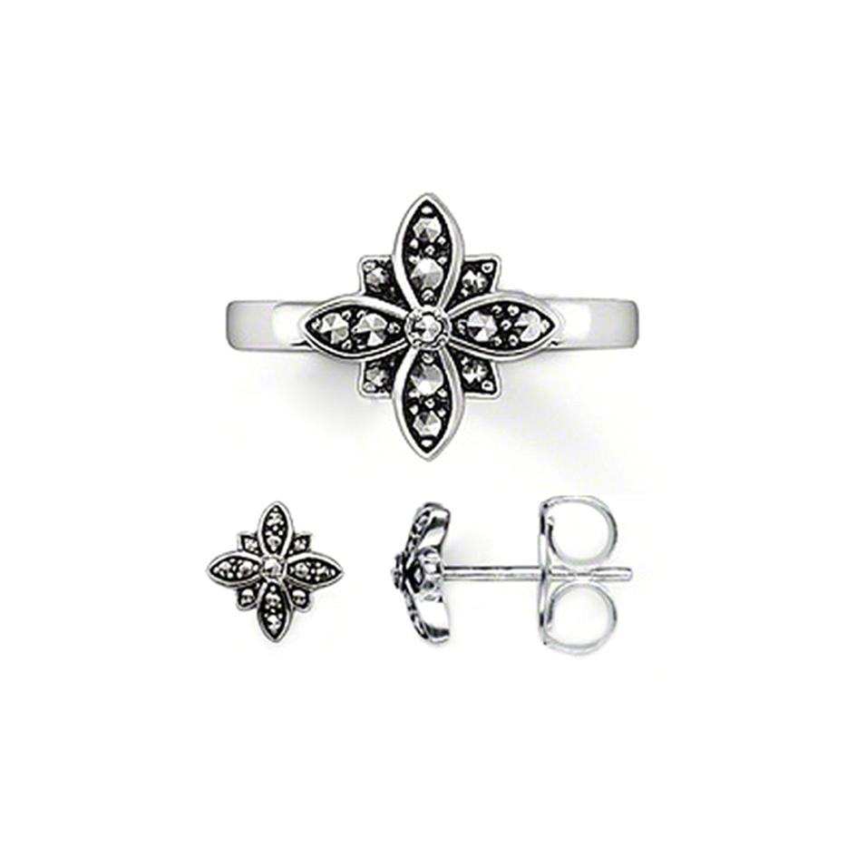 Black flower designer delicate diamond necklace set jewelry