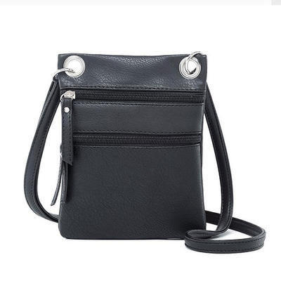 Waterproof PU Leather Mini Crossbody Bag Cell Phone Purse Wallet For Women small pure color Portable sling ladies