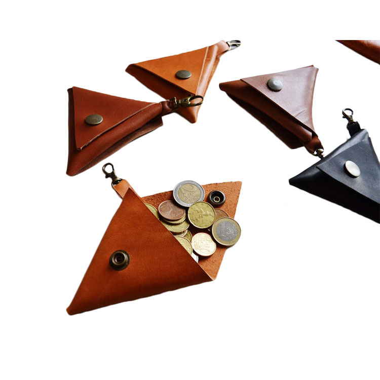 Custom Triangle leather button ladies coin purses and wallets