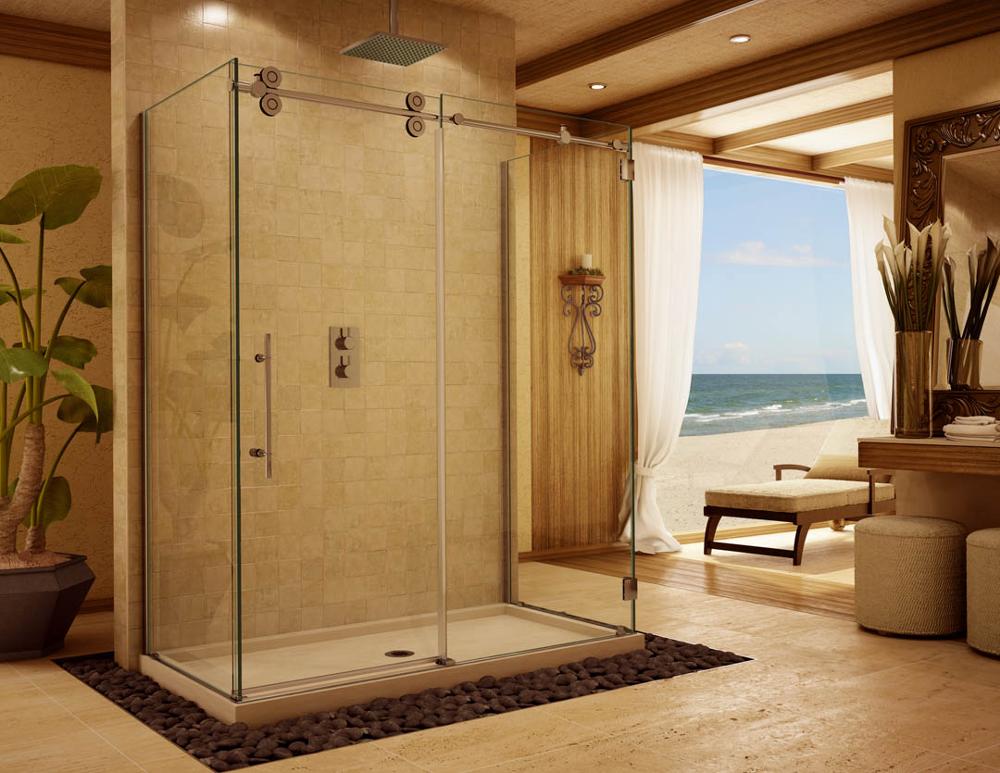 Modern bathroom sliding glass door,aluminum ready made shower room
