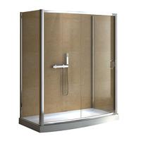 Rectangle bath shower glass enclosure with screen sliding door