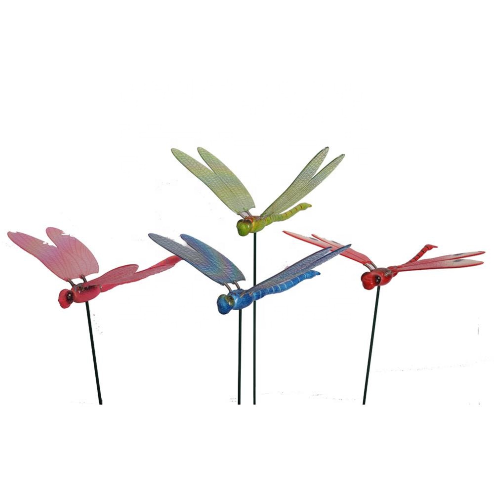 Osgoodway8 KM_151520004 Factory Wholesale Plastic garden Ornaments Dragonfly Stakes for yard 4 colors