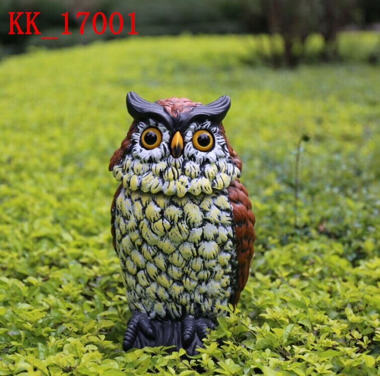 Osgoodway1 Large Realistic Plastic Night Action Owl Decoy Bird Statue Crow Scarer Scarecrow With Rotating Head