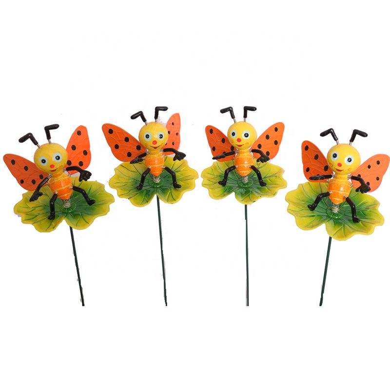 Osgoodway Hot Selling Garden ornaments Plastic Stake Bee on Lotus Leaf Cute Garden Decor with Free shipping