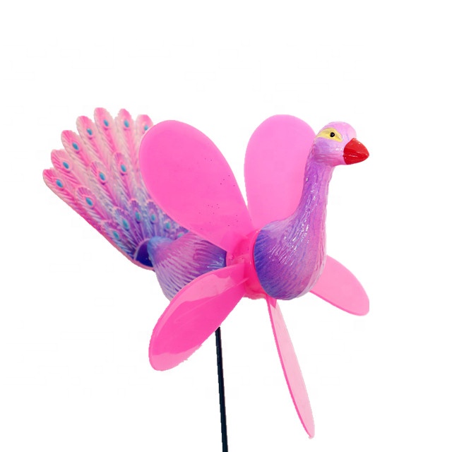 Osgoodway New Products customized garden ornament windmill multicolor Cartoon plastic peafowl ornament model bird toy fun decor