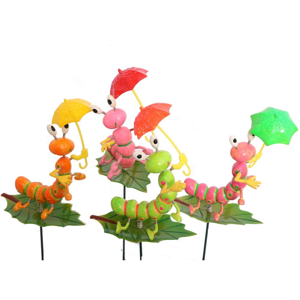 Osgoodway8 KM_16170002 Professional Plastic Garden stake Cute Cartoon Artificial Insect Leaf ( 4 Colors)