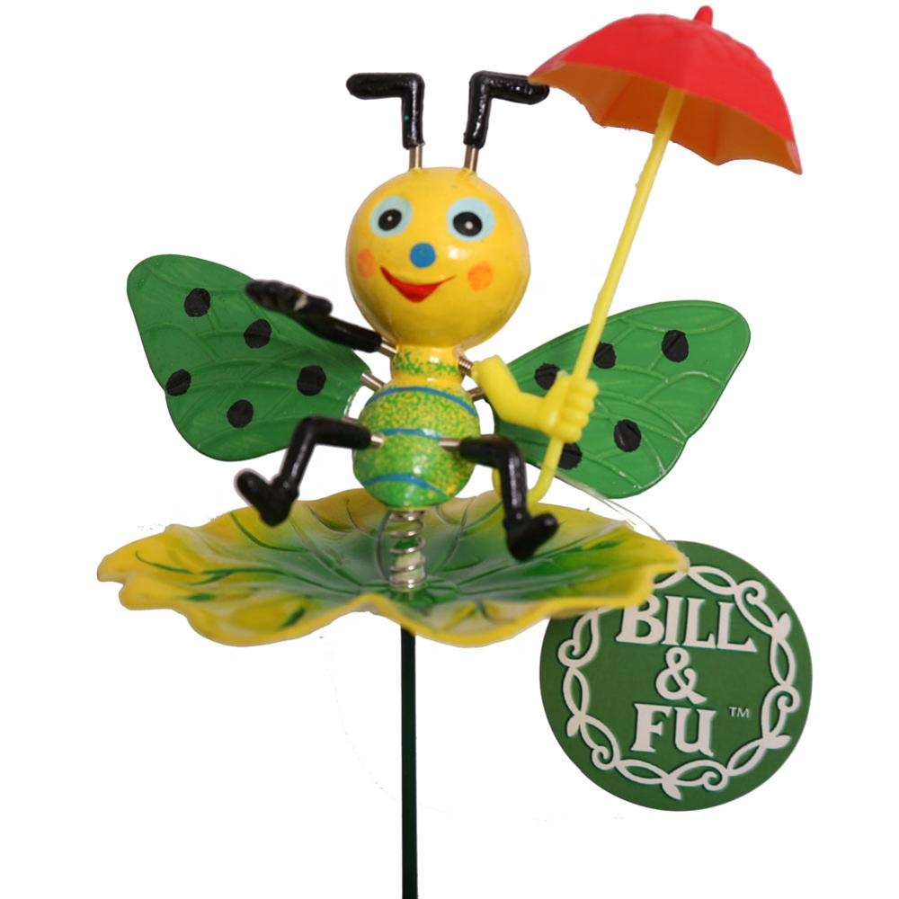 Osgoodway Newest design standard size with great priceBee with umbrella garden stakes plastic garden decoration