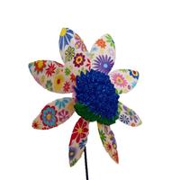 Osgoodway Hot Sale Garden Ornament Plastic flower model multicolor Rose windmill decor fun toy for Garden decoration