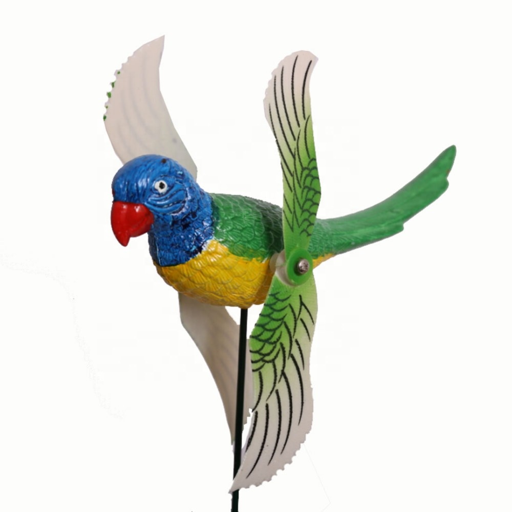 Osgoodway1 China Supplier Direct Sale Plastic Garden Bird stake Wind Spinner Parrot Windmill for yard decorations free shipping