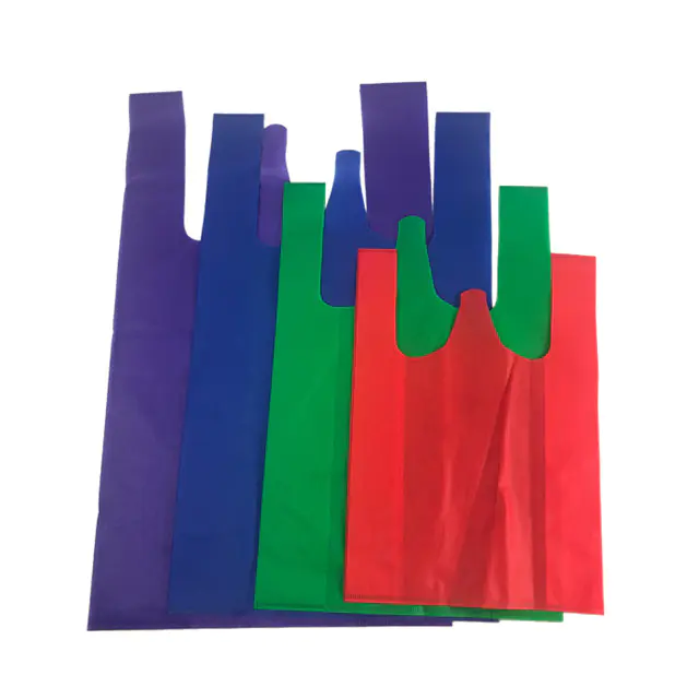 Hot sale eco bag pp non woven fabric T-shirtw-cut bag