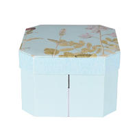 Wholesale Unique Shape Luxcy Flower Packaging Two Layer Gift Box with Gold Stamping Printing