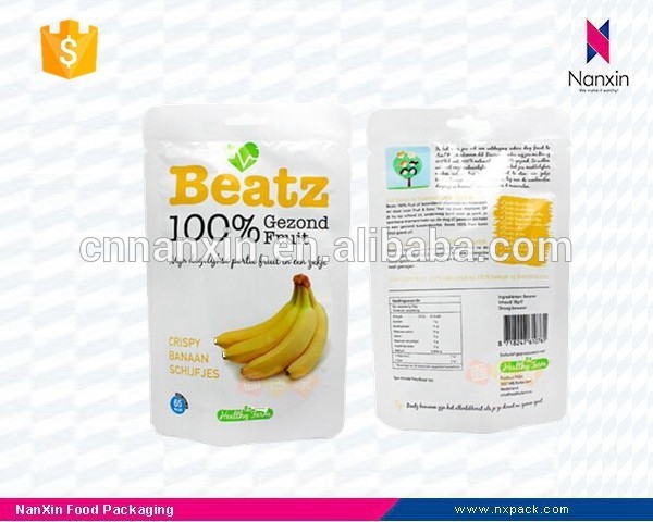 plastic banana chips packaging pouch with zipper