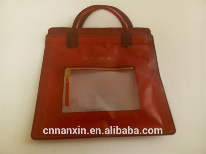 ziplock bag with window tiny handle handbag shape for candy