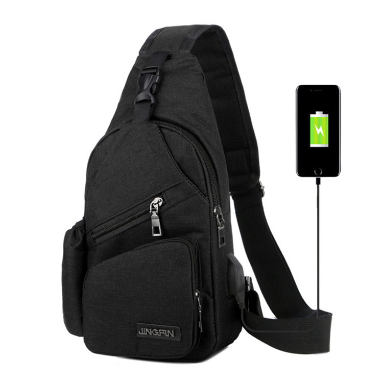 Osgoodway Mens Cross Body Small Sling Bag Sports Chest Bag Single Shoulder Bag with USB Charger