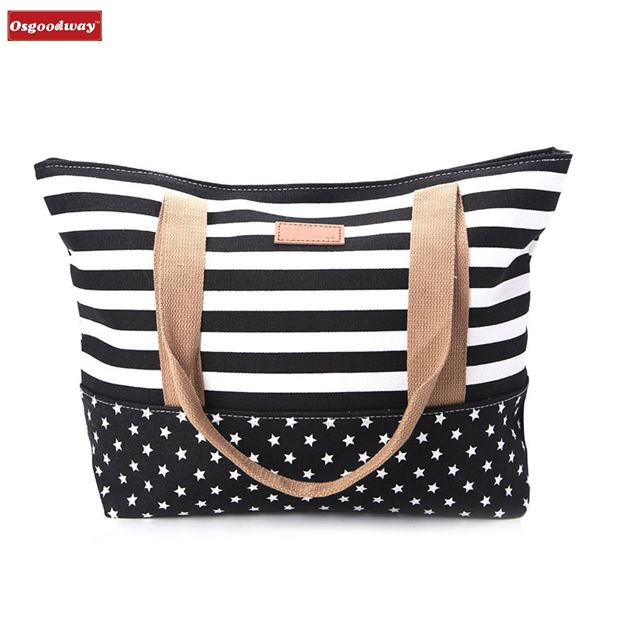 Osgoodway 2020 New Fashion Women Lady Stripes Messenger Beach Handbag Cotton Shoulder Hand Bags Manufacturers China