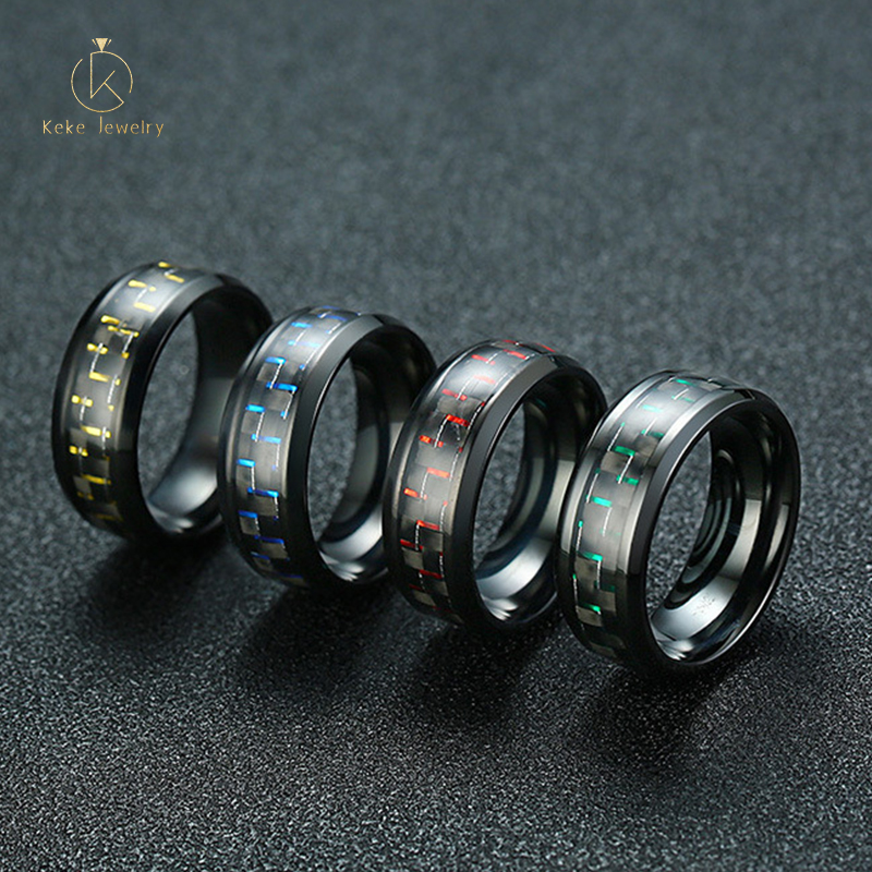 new design European and American titanium steel blue/red/green/yellow men's ring R-151