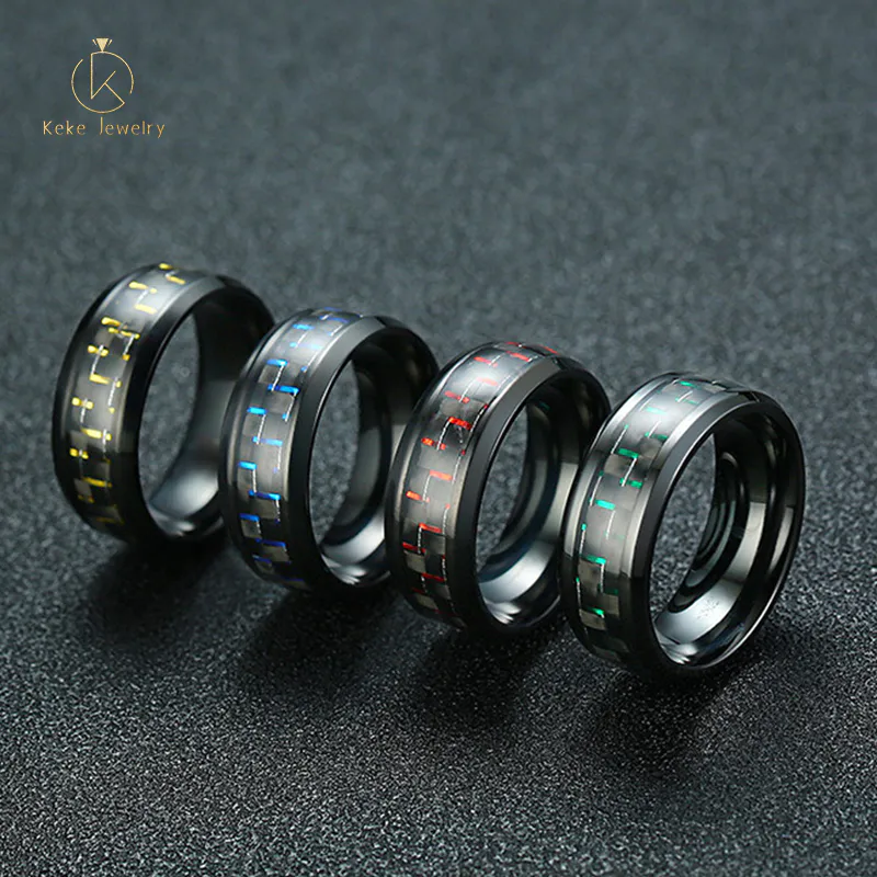 new design European and American titanium steel blue/red/green/yellow men's ring R-151