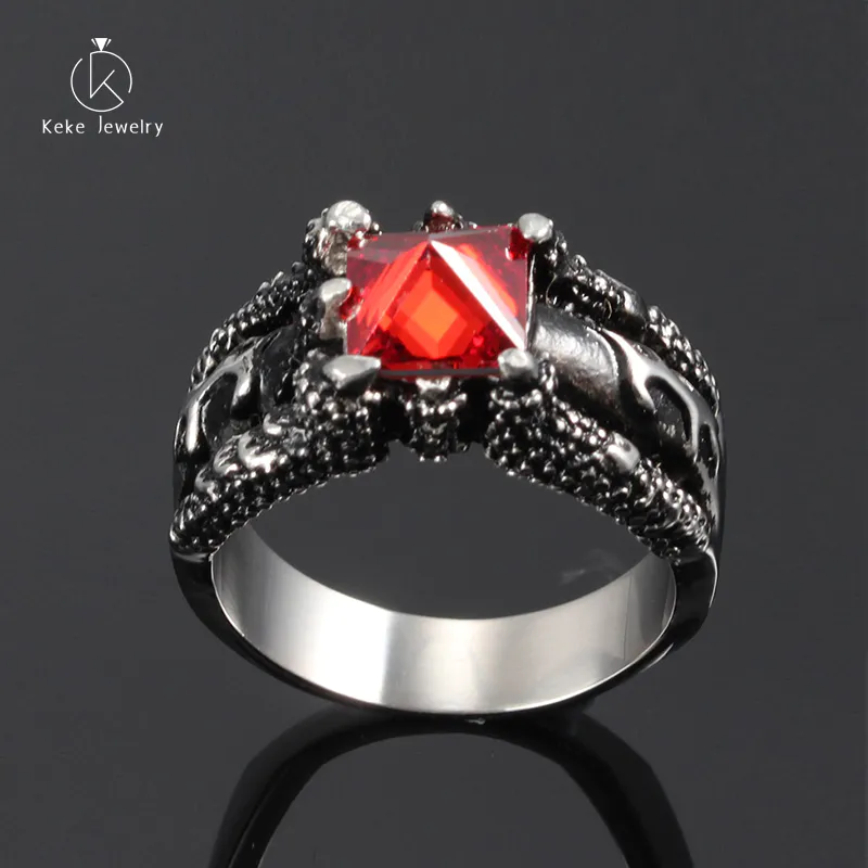 Chinese Manufacturer Wholesale Retro Hip-Hop Style Dragon Claw Design With Red Stone Men's Ring RC-022
