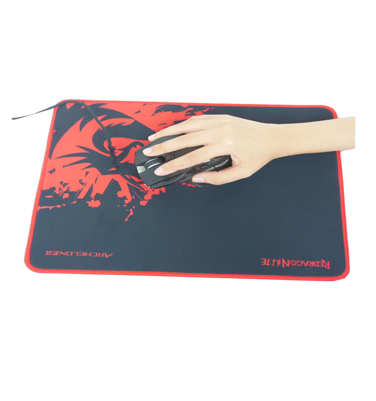 Black Custom Logo Stitched Edge Smooth Comfortable Textured Surface with Non-Slip Rubber Base mouse pad