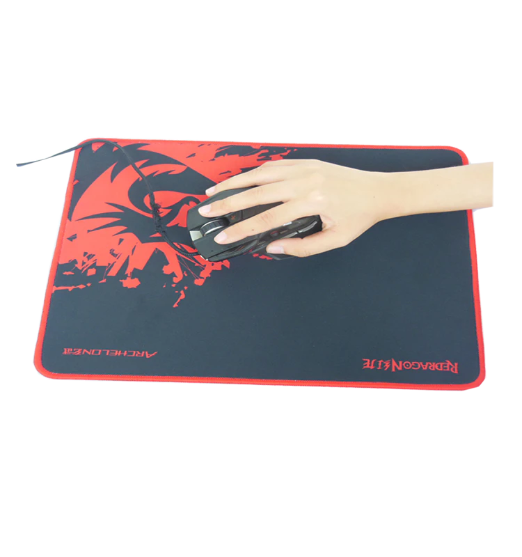 Black Custom Logo Stitched Edge Smooth Comfortable Textured Surface with Non-Slip Rubber Base mouse pad