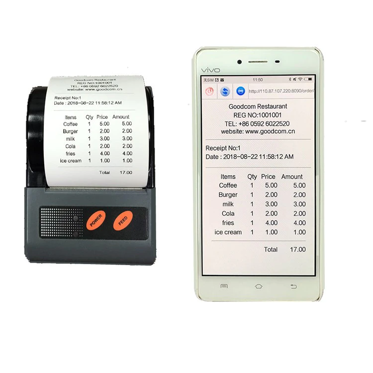 Free SDK Android Tablet Mobile Phone Supported 2inch 58mm Bluetooth Receipt Printer