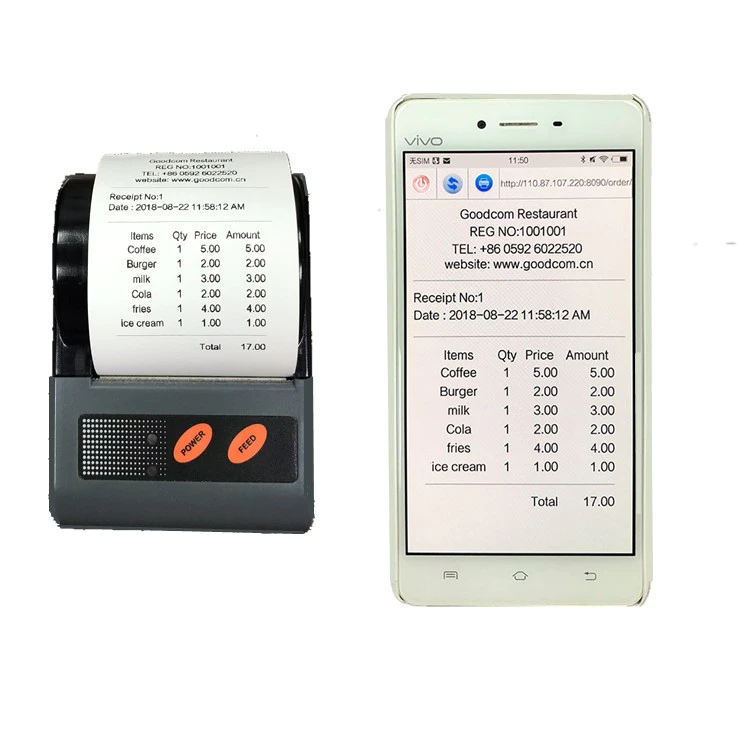 Mini 58mm Thermal Receipt Printer Portable Label Barcode Bluetooth Printer Support Android iOS & Window printing