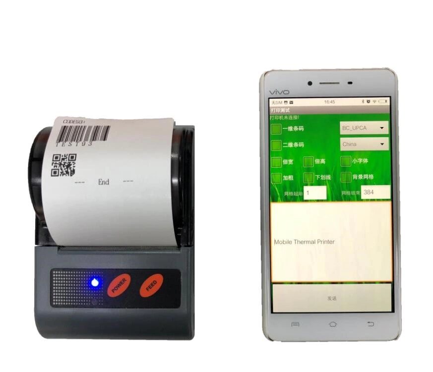 Mini 58mm Thermal Receipt Printer Portable Label Barcode Bluetooth Printer Support Android iOS & Window printing