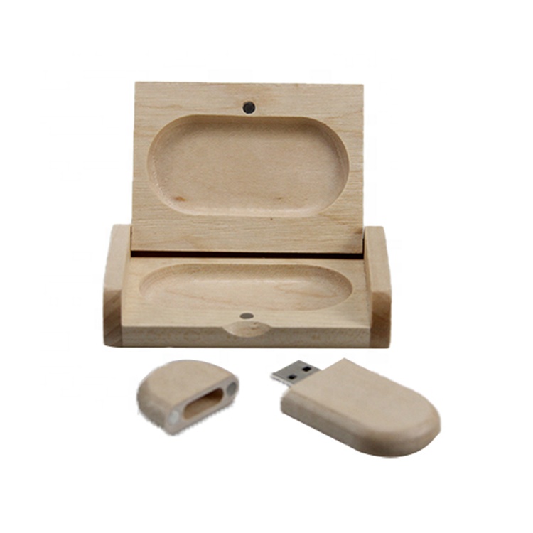 Wholesale China factory handmade natural color maple wooden box usb flash drive