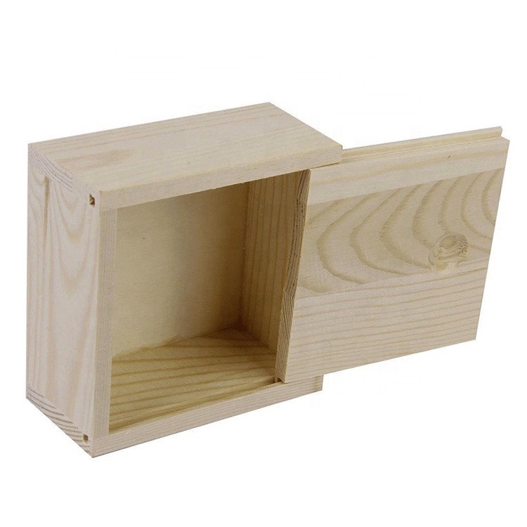 wholesale christmas small sliding lid pine wood gift box wooden decor storage box